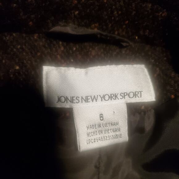 Jones New York Sport Size 6 Brown Speckled Tweed Wool Blend Pea Coat - Picture 7 of 12